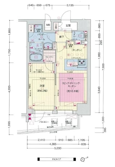 プレサンスザ神戸(1LDK/8階)の間取り写真