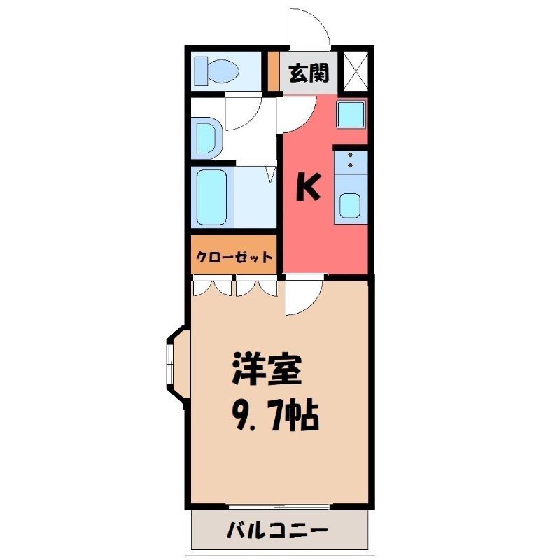 ボナール(1K/2階)の間取り写真