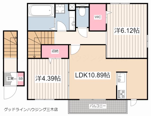 HEIM SPICA B棟(2LDK/2階)の間取り写真