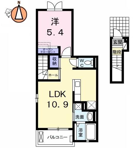 アヴェニール(1LDK/2階)の間取り写真