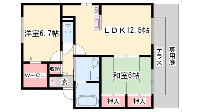 ベルメゾン A棟(2LDK/2階)の間取り写真