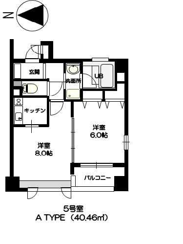 グランビュー晩翠通(1LDK/4階)の間取り写真