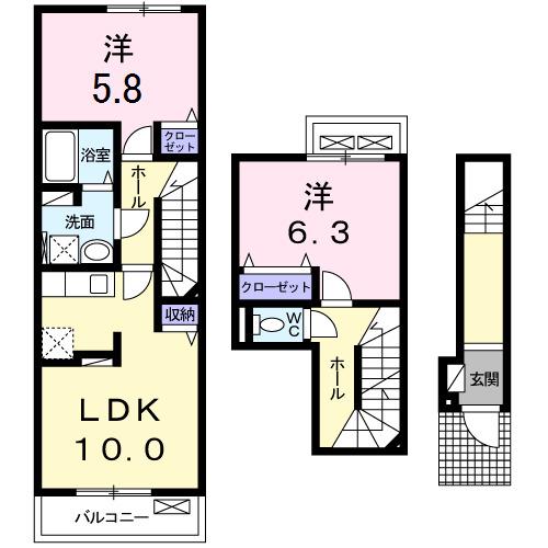 メゾンソレイユ(2LDK/1階)の間取り写真