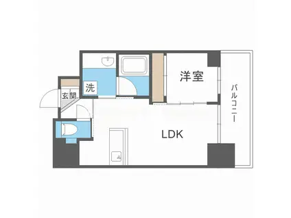 ノルデンタワー江坂プレミアム(1LDK/2階)の間取り写真