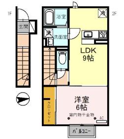 D-ROOM水落町(1LDK/2階)の間取り写真