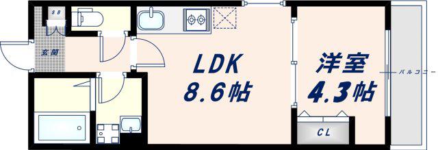 BADGE TOMOI EST II(1LDK/1階)の間取り写真