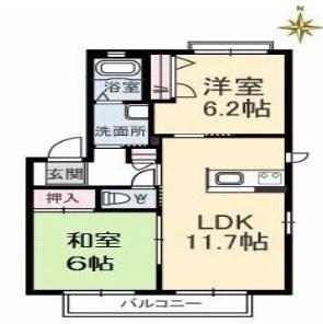 シャーメゾンシャルマン(2LDK/1階)の間取り写真