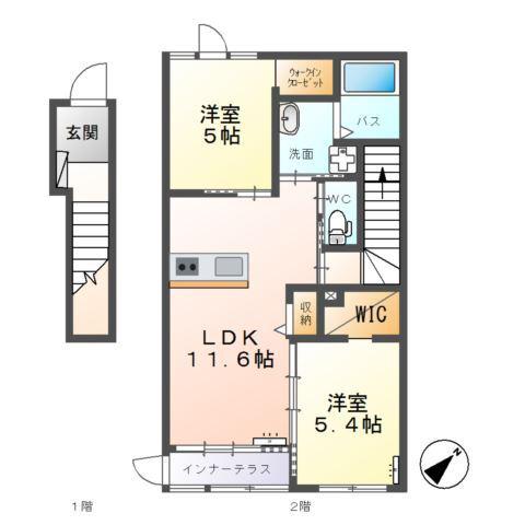 ピュアグレース(2LDK/2階)の間取り写真