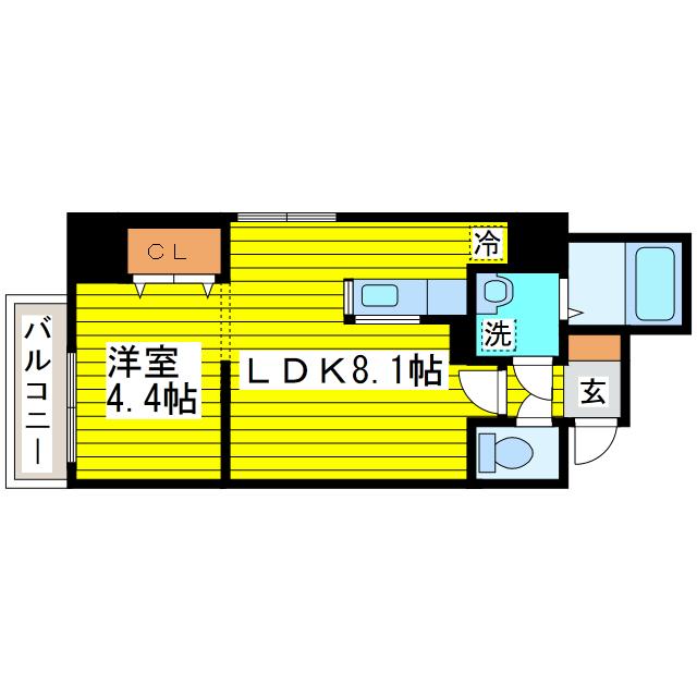 カンナスプレイド(1LDK/4階)の間取り写真