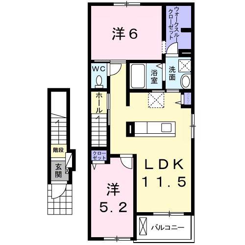 サニースクエアIII(2LDK/2階)の間取り写真