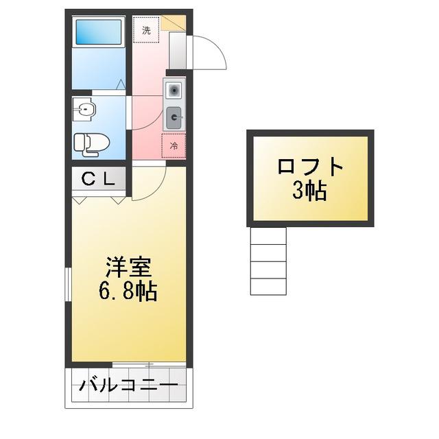 富岡西4丁目アパート(1K/2階)の間取り写真