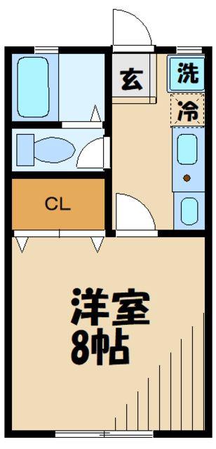 ドーム多摩O棟(1K/1階)の間取り写真