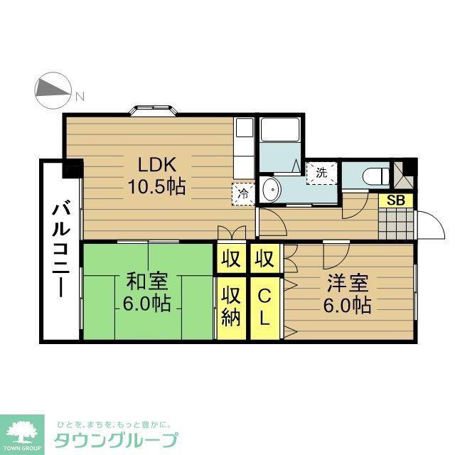 さくらビル(2LDK/2階)の間取り写真