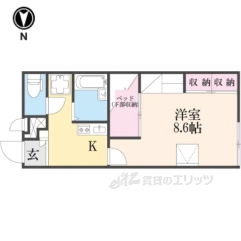レオパレス冨田Ⅳ(1K/2階)の間取り写真