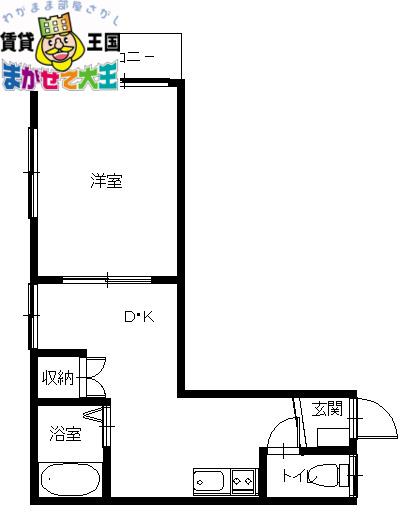 クレインコート東園(1DK/2階)の間取り写真