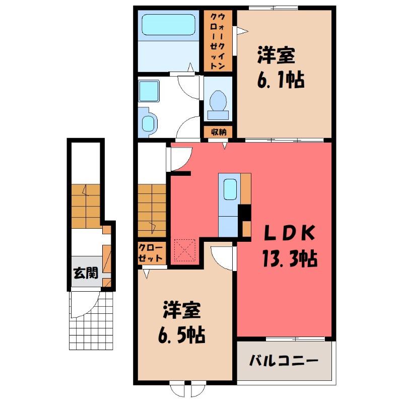 アーバンコート東貝沢(2LDK/2階)の間取り写真