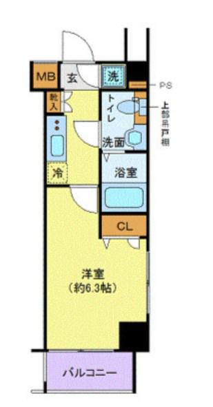 クレイシア新横浜(1K/8階)の間取り写真