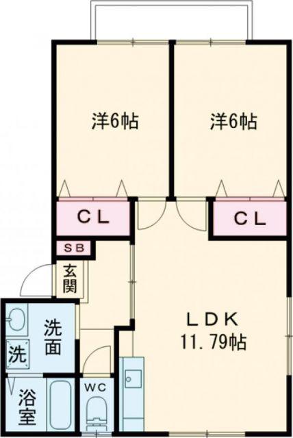 ラ・メゾン桑木場(2LDK/2階)の間取り写真