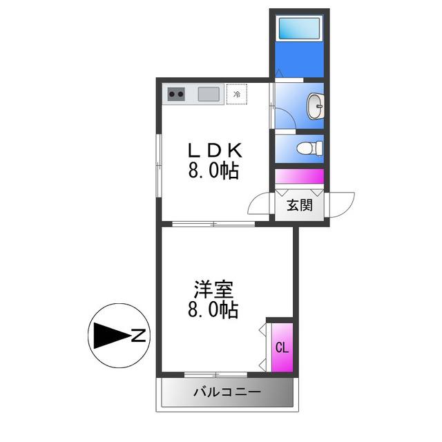 メゾングレース(1LDK/4階)の間取り写真