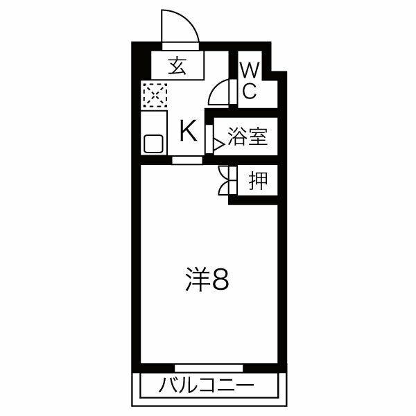 グリーンハイツ畑江(1K/4階)の間取り写真