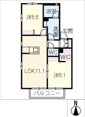 カーサ・キタシロ(2LDK/1階)の間取り写真