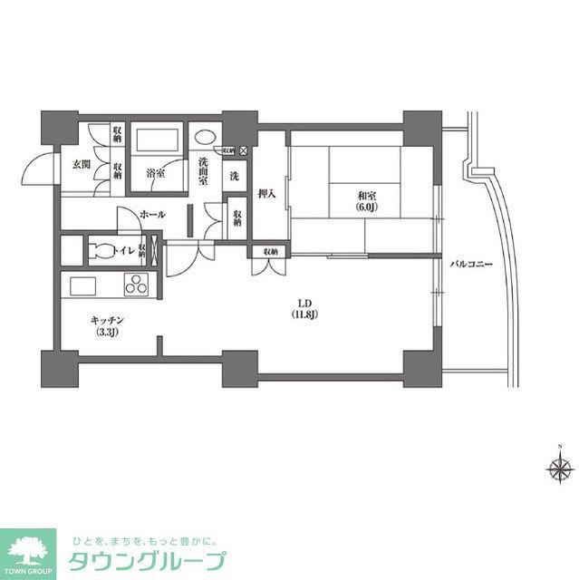文京グリーンコートビュータワー本駒込(1LDK/11階)の間取り写真