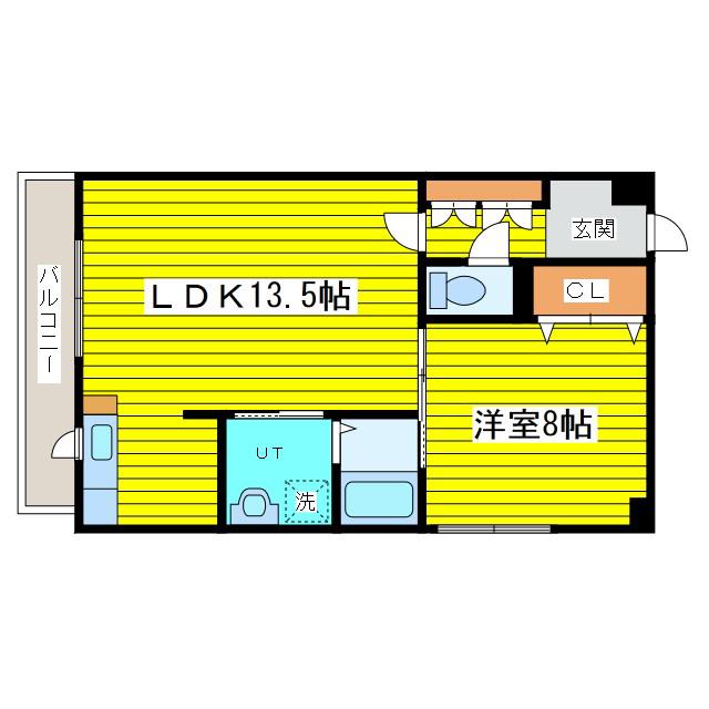グランディーN8(1LDK/6階)の間取り写真