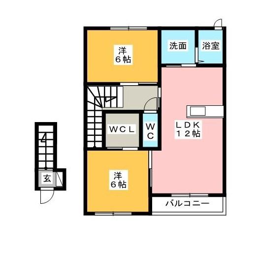 モンテローザ中津川(2LDK/2階)の間取り写真