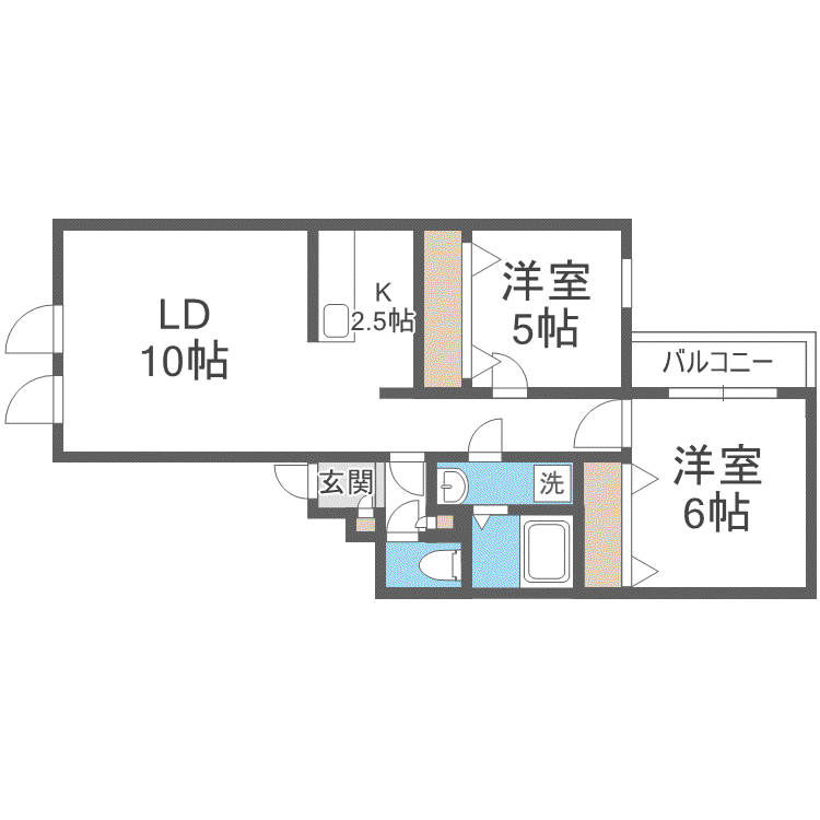 サントアリオ・デ本通南(2LDK/3階)の間取り写真