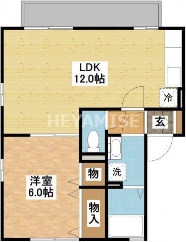 ステラ深堀B棟(1LDK/2階)の間取り写真