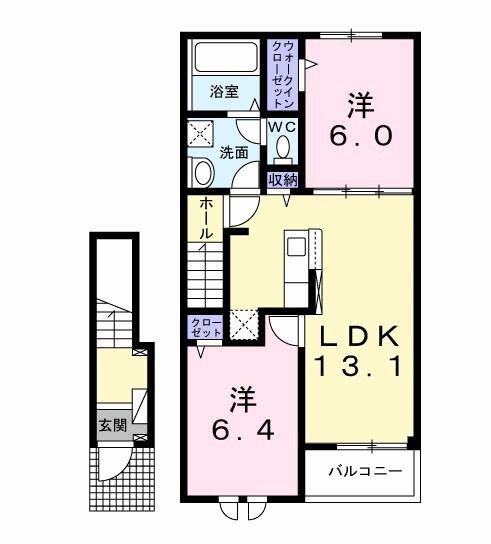 フィデール・ジェルメ(2LDK/2階)の間取り写真