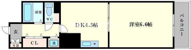 プレサンス千日前通(1DK/9階)の間取り写真
