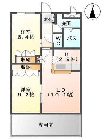 ＪＲ磐越西線 郡山富田駅 徒歩24分 2階建 築22年(2LDK/1階)の間取り写真