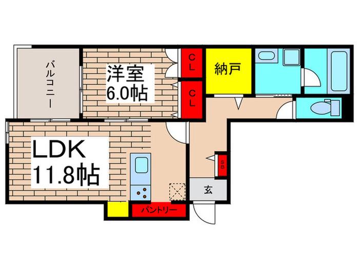 船橋市本中山7丁目(1LDK/1階)の間取り写真