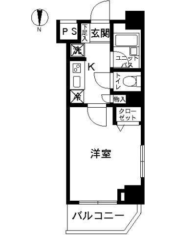 スカイコート錦糸町第2(1K/6階)の間取り写真