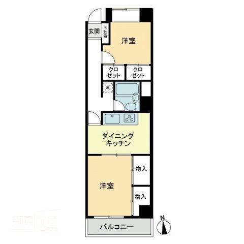 カーサ大和 錦町(2DK/3階)の間取り写真