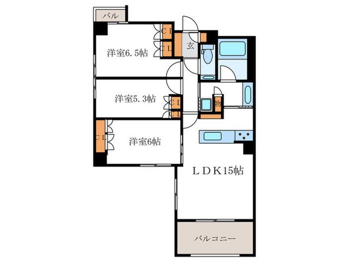 EC御所南柳馬場二条(3LDK/5階)の間取り写真