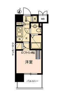 ヴェルステージ川崎(1K/12階)の間取り写真