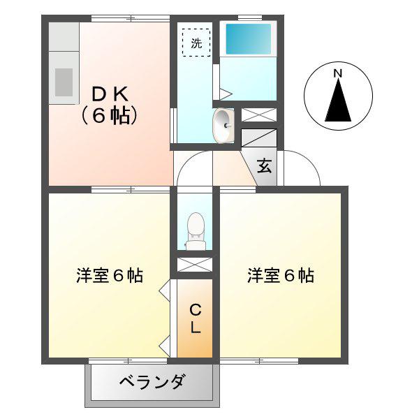 セジュール大宮(2DK/2階)の間取り写真