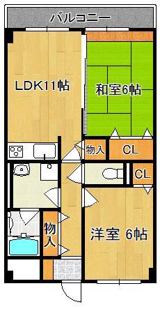 ルートツエルヴ(2LDK/4階)の間取り写真