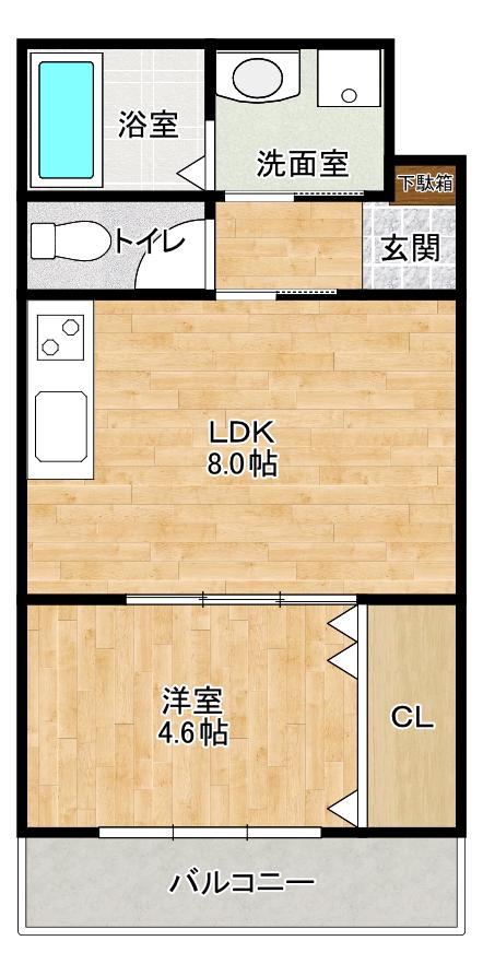PISTA山田東(1LDK/1階)の間取り写真