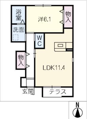 グレイシャス ヴィラ T(1LDK/1階)の間取り写真