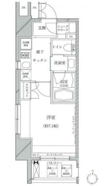 クレイシア亀戸(1K/5階)の間取り写真