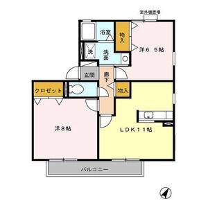 エバーグリーンA(2LDK/2階)の間取り写真