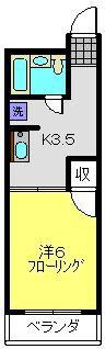 ボーベル富岡(1K/2階)の間取り写真