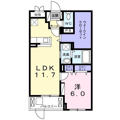 グランディオ TK(1LDK/1階)の間取り写真