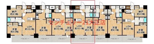 LOUIS RESIDENCE弁天町(1LDK/4階)の間取り写真