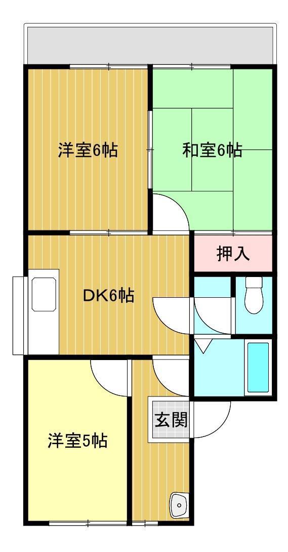 ホリデーハイツ(2LDK/2階)の間取り写真
