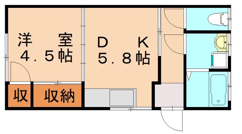 土手の内アパート(1DK/2階)の間取り写真