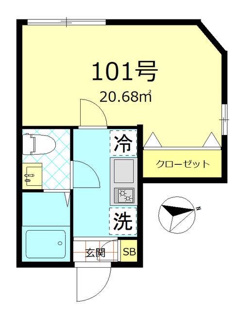 ベルエクラ品川(1K/1階)の間取り写真